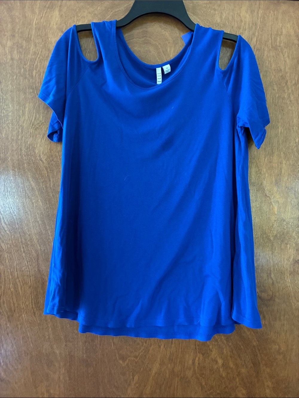 Elle Royal Blue Cold-Shoulder Short Sleeve Top Size Medium
